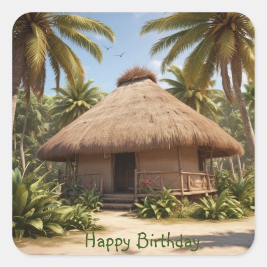Tropischer Urlaub zum Geburtstag Quadratischer Aufkleber (Vorderseite)