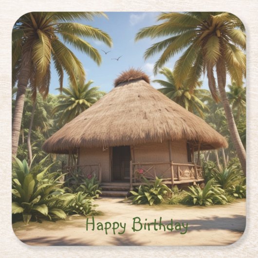 Tropischer Urlaub zum Geburtstag Rechteckiger Pappuntersetzer (Vorderseite)