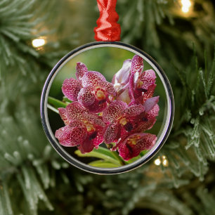 Tropischer Vanda-Orchid-Cluster Ornament Aus Metall