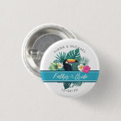 Tropischer Vater der Braut Aquamarin ID577 Button (Vorne & Hinten)