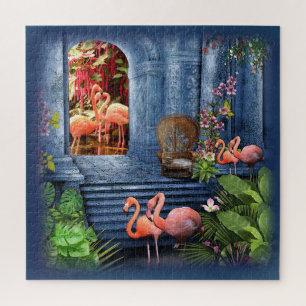 Tropischer Vintage-Blau-Marble-Palast Puzzle