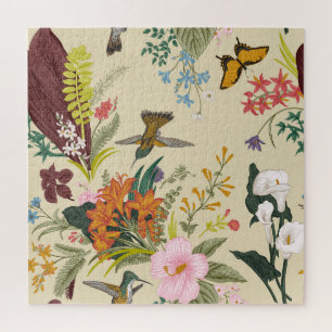 Tropischer Vintage-Blumen-Teppich Puzzle