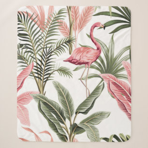 Tropischer vintage rosa Flamingo, Bananenbäume und Sherpadecke