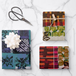 Tropischer Vintager 60er Hawaiianische Barktwäsche Geschenkpapier Set