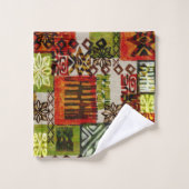 Tropischer Vintager 60er Hawaiisches Barktuch Badhandtuch Set (Waschlappen)