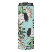 Tropischer Vintager Kran, Papagei, Lotusblume Thermosbecher (Rückseite)