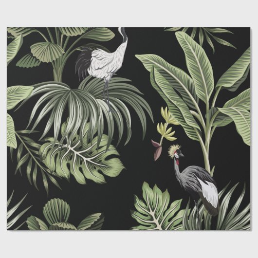 Tropischer Vintager Nachtkran, Palmen, Verbot Geschenkpapier (Flach)