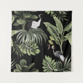 Tropischer Vintager Nachtkran, Palmen, Verbot Wandteppich (Vorderseite)