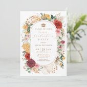 Tropischer Vintager Pampas Floral Garden Abschluss Einladung (Stehend Vorderseite)