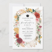 Tropischer Vintager Pampas Floral Garden Abschluss Einladung (Vorderseite)
