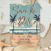 Tropischer Vintager Strand Save the Date Einladung