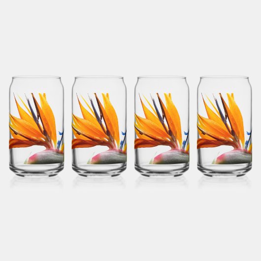 Tropischer Vogel der Paradies Pflanze Blumen Dosenglas (Vorderseite)