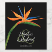 Tropischer Vogel des Paradieses auf dem Schwarzen Weinetikett (Einzelnes Label)