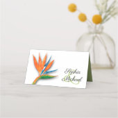 Tropischer Vogel des Paradieses Botanische Hochzei Platzkarte (Rückseite)