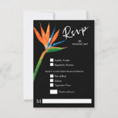 Tropischer Vogel des Paradieses Botanische Hochzei RSVP Karte (Vorderseite)