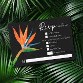 Tropischer Vogel des Paradieses Botanische Hochzei RSVP Karte