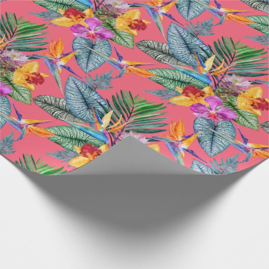 Tropischer Vogel des Paradieses und des Orchideen Geschenkpapier (Ecke)
