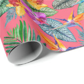 Tropischer Vogel des Paradieses und des Orchideen Geschenkpapier (Rolleneckpunkt)
