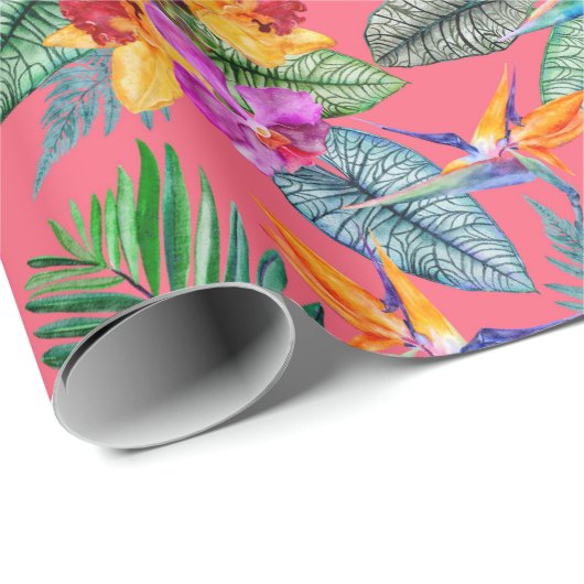 Tropischer Vogel des Paradieses und des Orchideen  Geschenkpapier (Rolleneckpunkt)