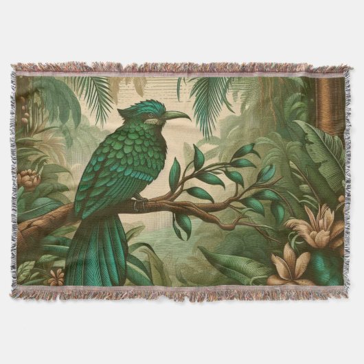 Tropischer Vogel im Grünen Dschungel 2 Decke (Vorderseite)