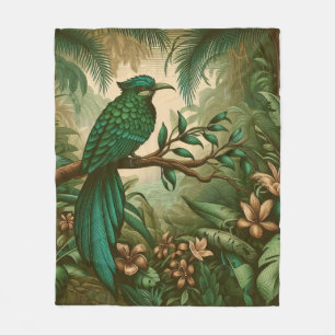 Tropischer Vogel im Grünen Dschungel 2 Fleecedecke