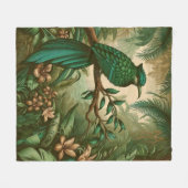 Tropischer Vogel im Grünen Dschungel 2 Fleecedecke (Vorderseite (Horizontal))