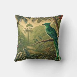 Tropischer Vogel im grünen Dschungel Kissen