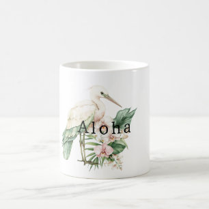 Tropischer Vogel Rosa Orchideen Blumen Aloha Kaffeetasse