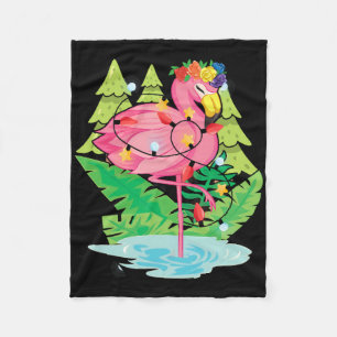 Tropischer Vogel Tier Flamingo Xmas Lichter Weihna Fleecedecke