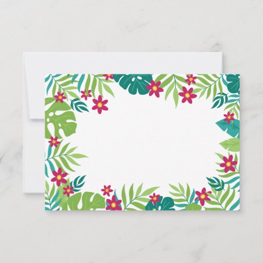 Tropischer Vogel-Toucan, exotische Blume und Blätt Dankeskarte (Rückseite)