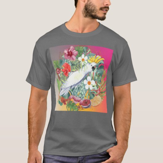 Tropischer Vogelretro T-Shirt (Vorderseite)