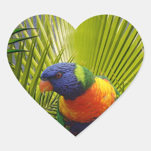 Tropischer Vogelsticker Herz-Aufkleber (Vorderseite)