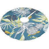 Tropischer Wald: Farbenfrohe Handzeichnung. Polyester Weihnachtsbaumdecke (Schrägansicht)