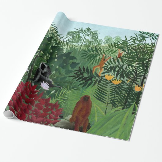 Tropischer Wald mit Affen Rousseau Kunst und Kultu Geschenkpapier (Ungerollt)