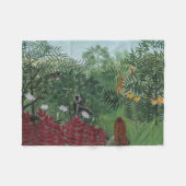 Tropischer Wald mit Affen und Schlange (Rousseau) Fleecedecke (Vorderseite (Horizontal))