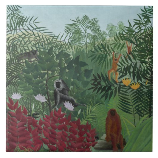 Tropischer Wald mit Affen und Schlange (Rousseau) Fliese (Vorderseite)