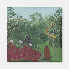 Tropischer Wald mit Affen und Schlange (Rousseau) Magnet