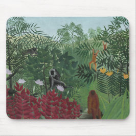 Tropischer Wald mit Affen und Schlange (Rousseau) Mousepad