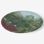 Tropischer Wald mit Affen und Schlange (Rousseau) Pappteller (Schrägansicht)
