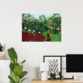 Tropischer Wald mit Affen von Henri Rousseau. Poster (Heimbüro)