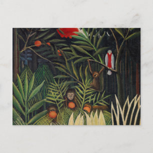 Tropischer Wald mit Affen von Henri Rousseau Postkarte