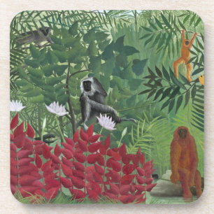 Tropischer Wald mit Monkeys, 1910 (Öl auf Untersetzer