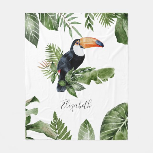 Tropischer Wald Niedlich Toucan Personalisierter N Fleecedecke (Vorderseite)