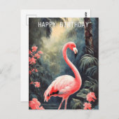 Tropischer Wald Pink Flamingo Vintag Postkarte (Vorne/Hinten)