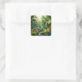 Tropischer Wald Quadratischer Aufkleber (Tasche)