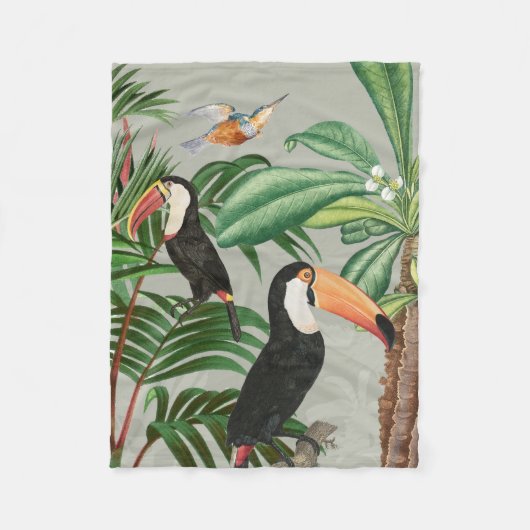 Tropischer Wald & Toucan Birds Fleecedecke (Vorderseite)