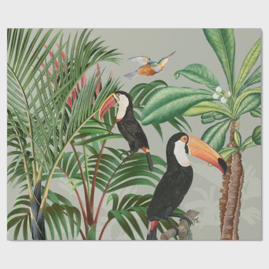 Tropischer Wald & Toucan Birds Geschenkpapier (Flach)