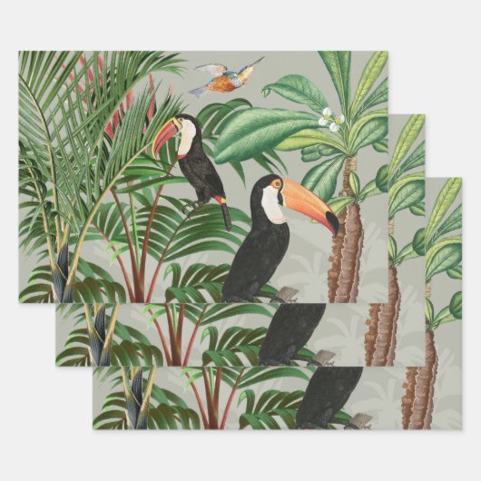 Tropischer Wald & Toucan Birds Geschenkpapier Set (Set)