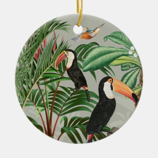 Tropischer Wald & Toucan Birds Keramik Ornament (Vorne)