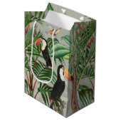 Tropischer Wald & Toucan Birds Mittlere Geschenktüte (Vorderseite Schrägansicht)
